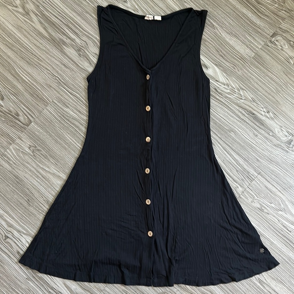 Roxy button front black dress small